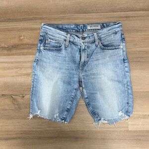 Light Blue Distressed Denim Shorts